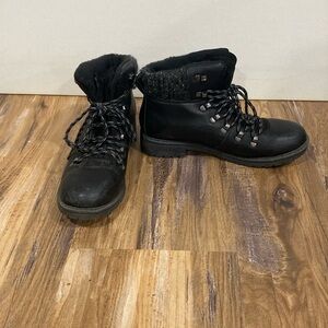 Black winter combat boots
